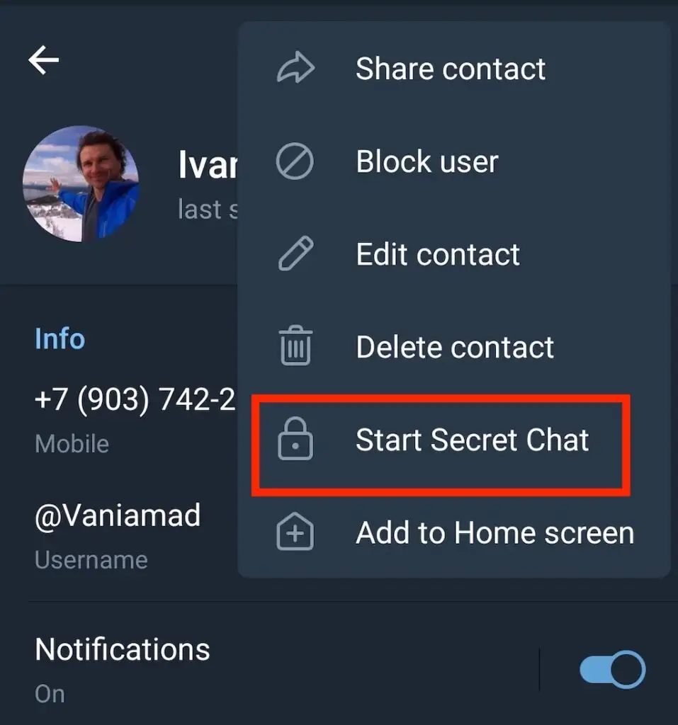 حذف چت در تلگرام