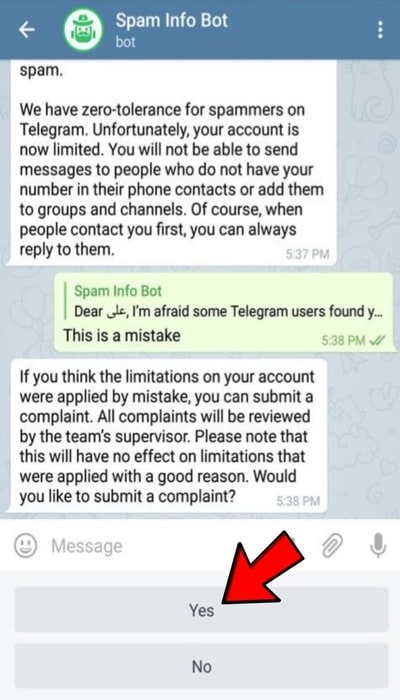خروج از گزارش تلگرام