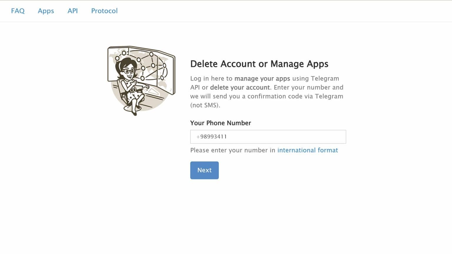 قدم اول حذف اکانت تلگرام
