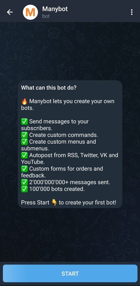 ساخت ربات تلگرام با استفاده از many bot 