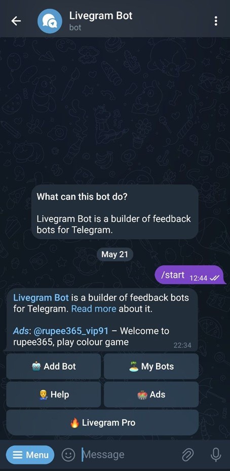 آموزش اتصال Livegrambot به ربات تلگرام